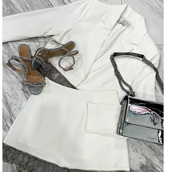 Gianni Bini Dixie Rhinestone Fringe Coordinating Crepe Skirt (size 6) - Picture 4 of 9